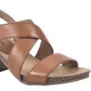 10M Sonoma Womens Sagebrush Wedge Slingback Stacked High Heel Sandals Cognac NWT